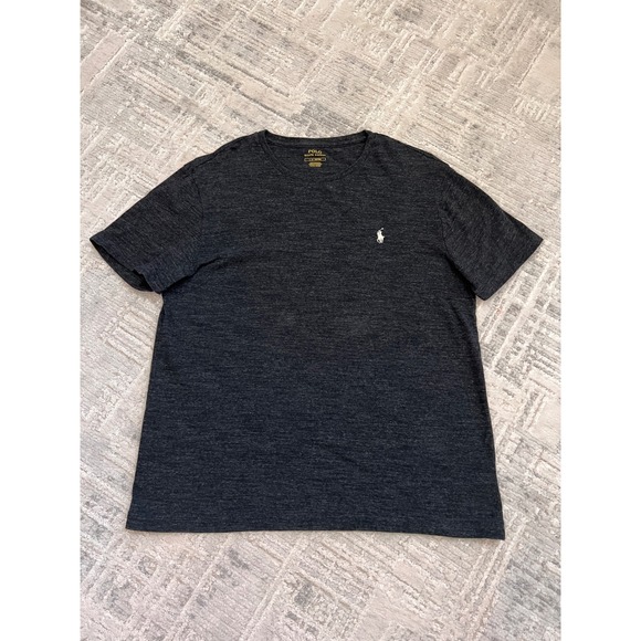 Polo Ralph Lauren Mens T-Shirt Crew Neck Heather Gray Pony Logo Casual Tee L - Picture 1 of 13
